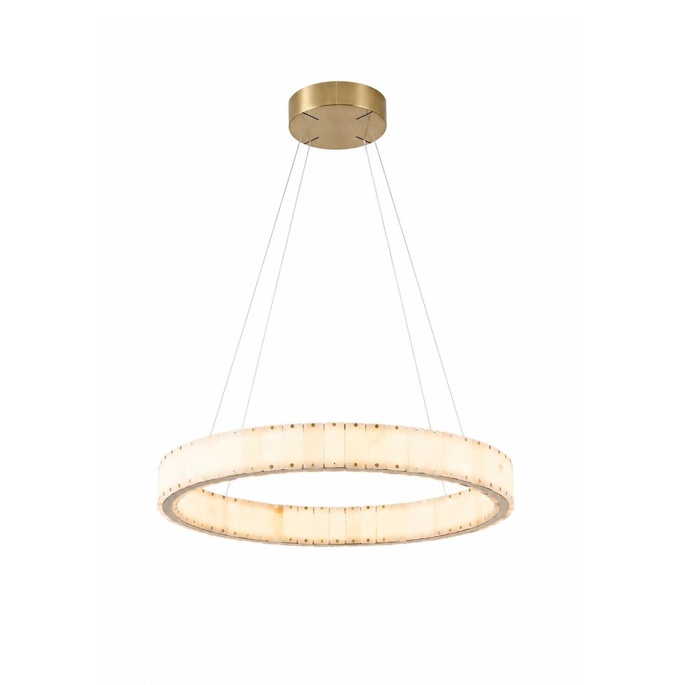 1-Light Brass LED Pendant With Natural Alabaster Accents. Picture 1