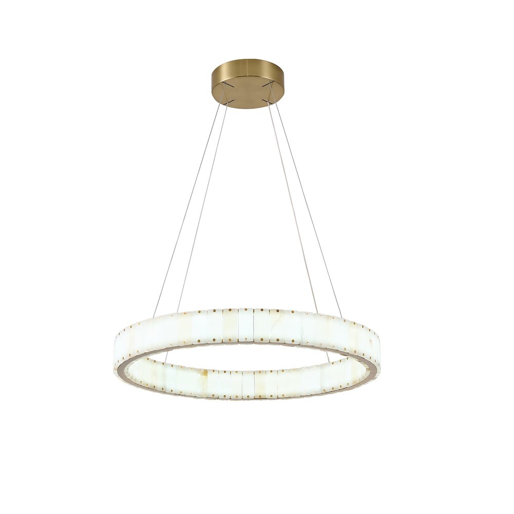 1-Light Brass LED Pendant With Natural Alabaster Accents. Picture 3