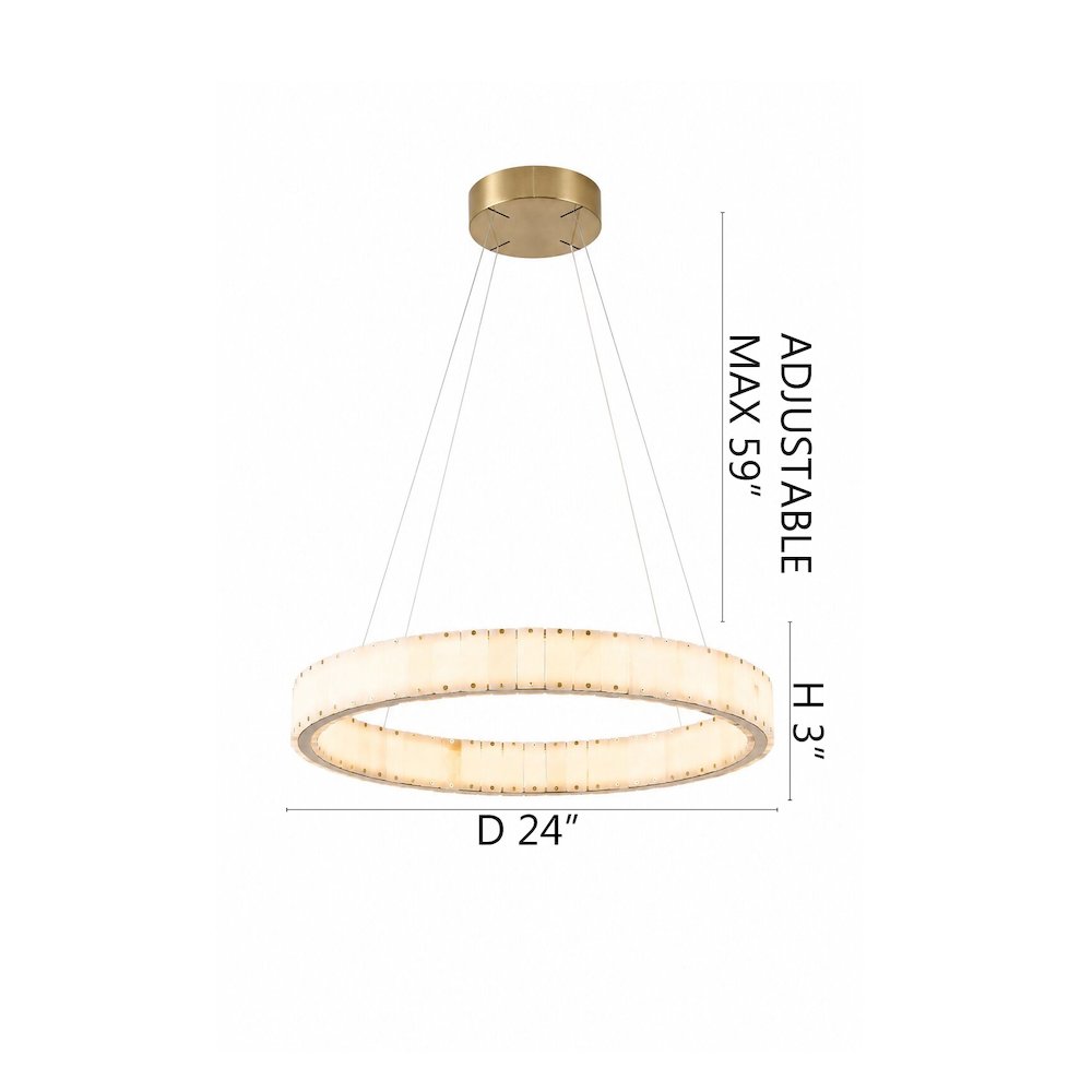 1-Light Brass LED Pendant With Natural Alabaster Accents. Picture 10