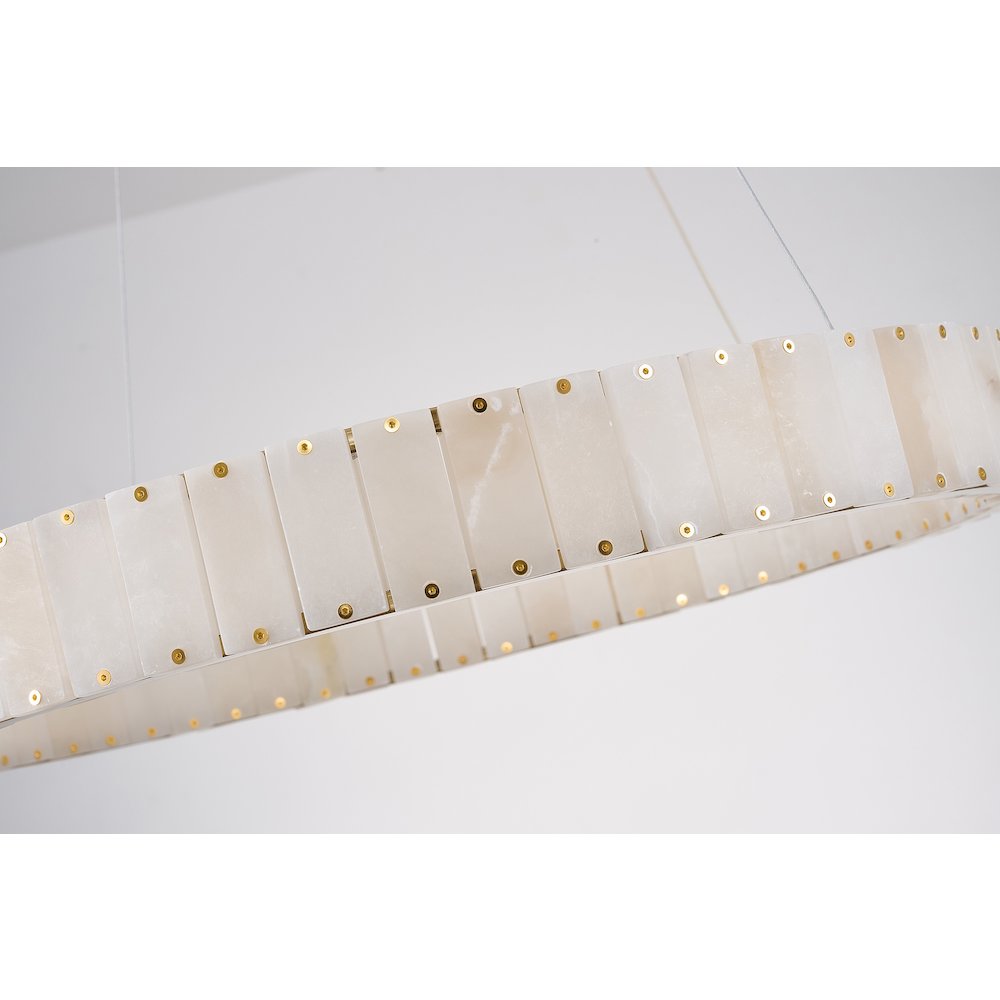 1-Light Brass LED Pendant With Natural Alabaster Accents. Picture 6