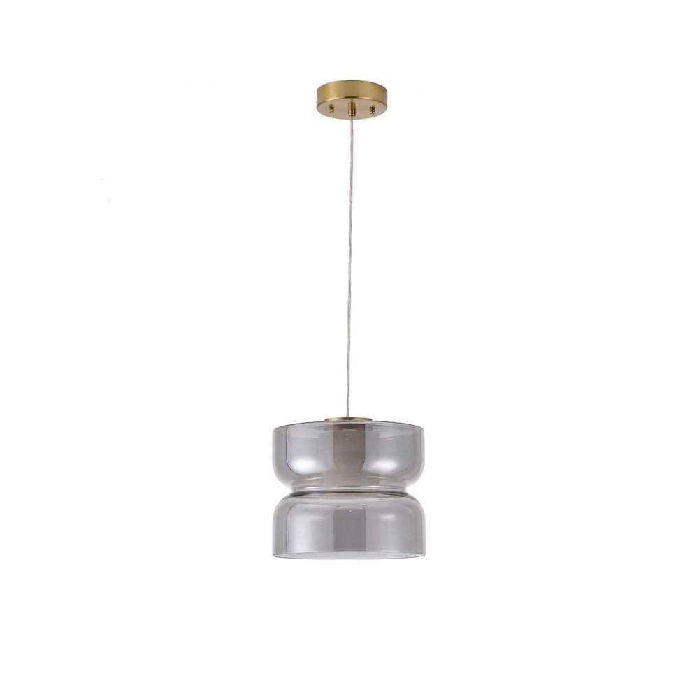 1-Light Brass LED Pendant With A Smoky Grey Glass Shade. Picture 4