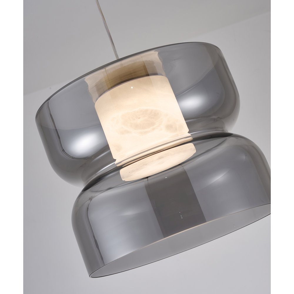 1-Light Brass LED Pendant With A Smoky Grey Glass Shade. Picture 7