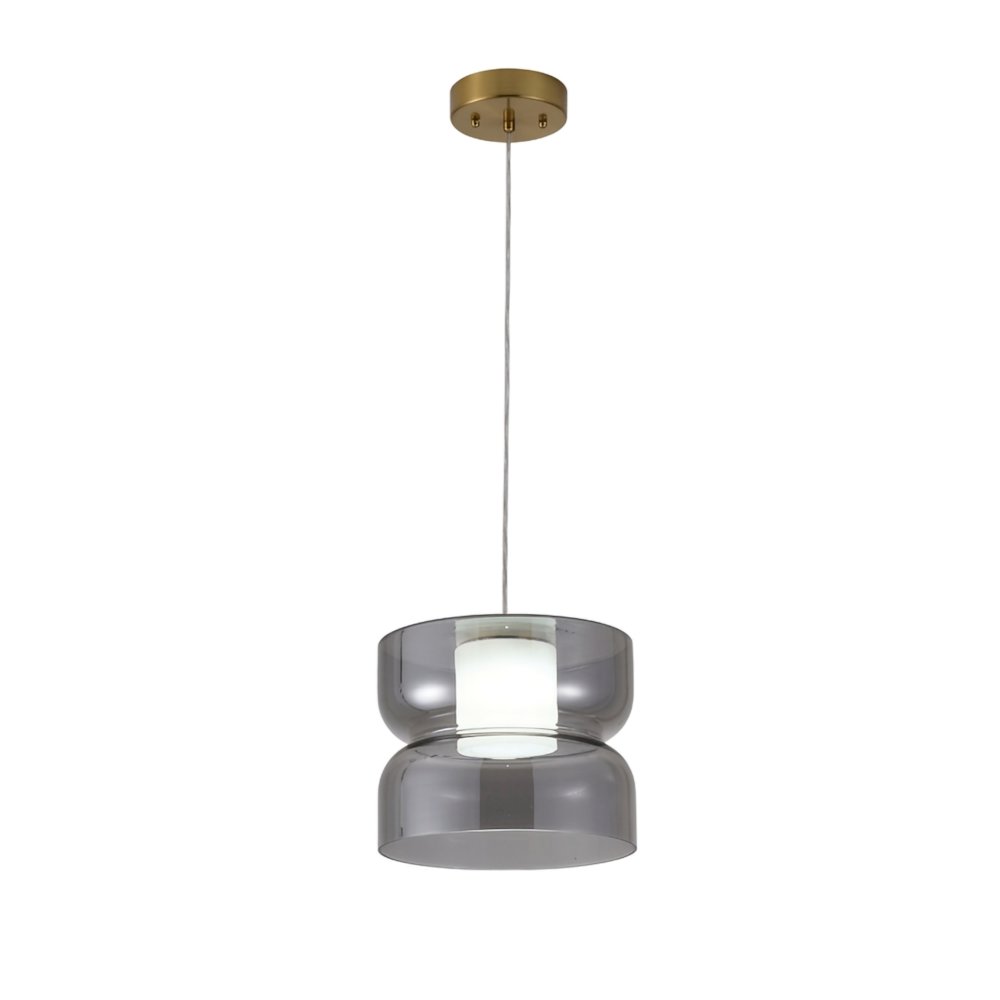 1-Light Brass LED Pendant With A Smoky Grey Glass Shade. Picture 2