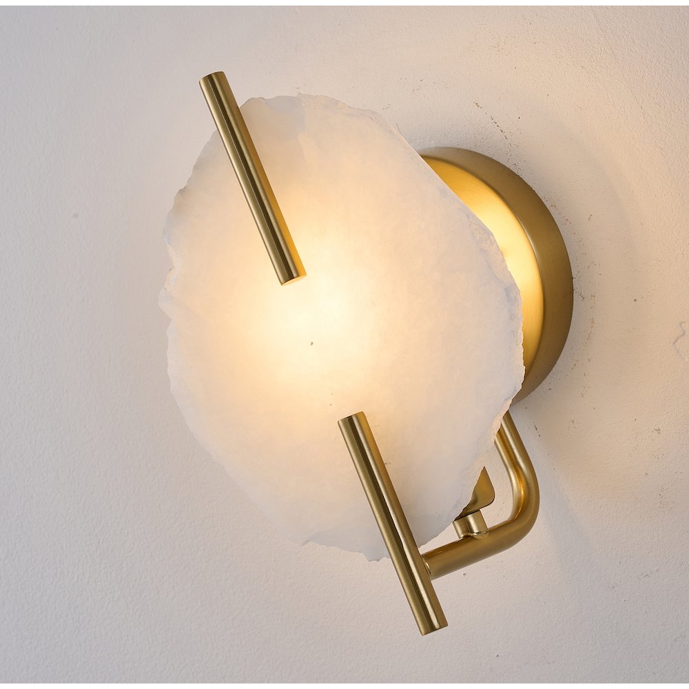 1-Light Brass Wall Sconce With A Natural Alabaster Accent. Picture 9