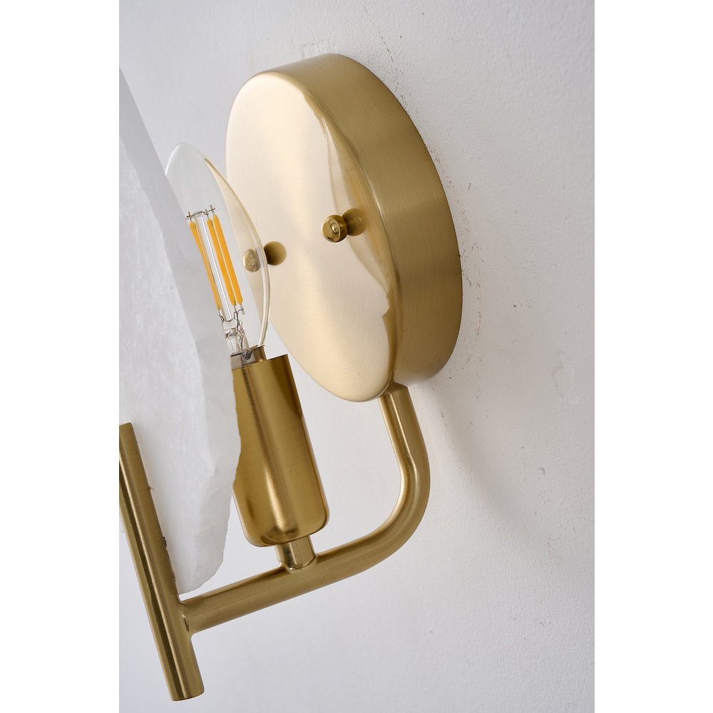 1-Light Brass Wall Sconce With A Natural Alabaster Accent. Picture 7