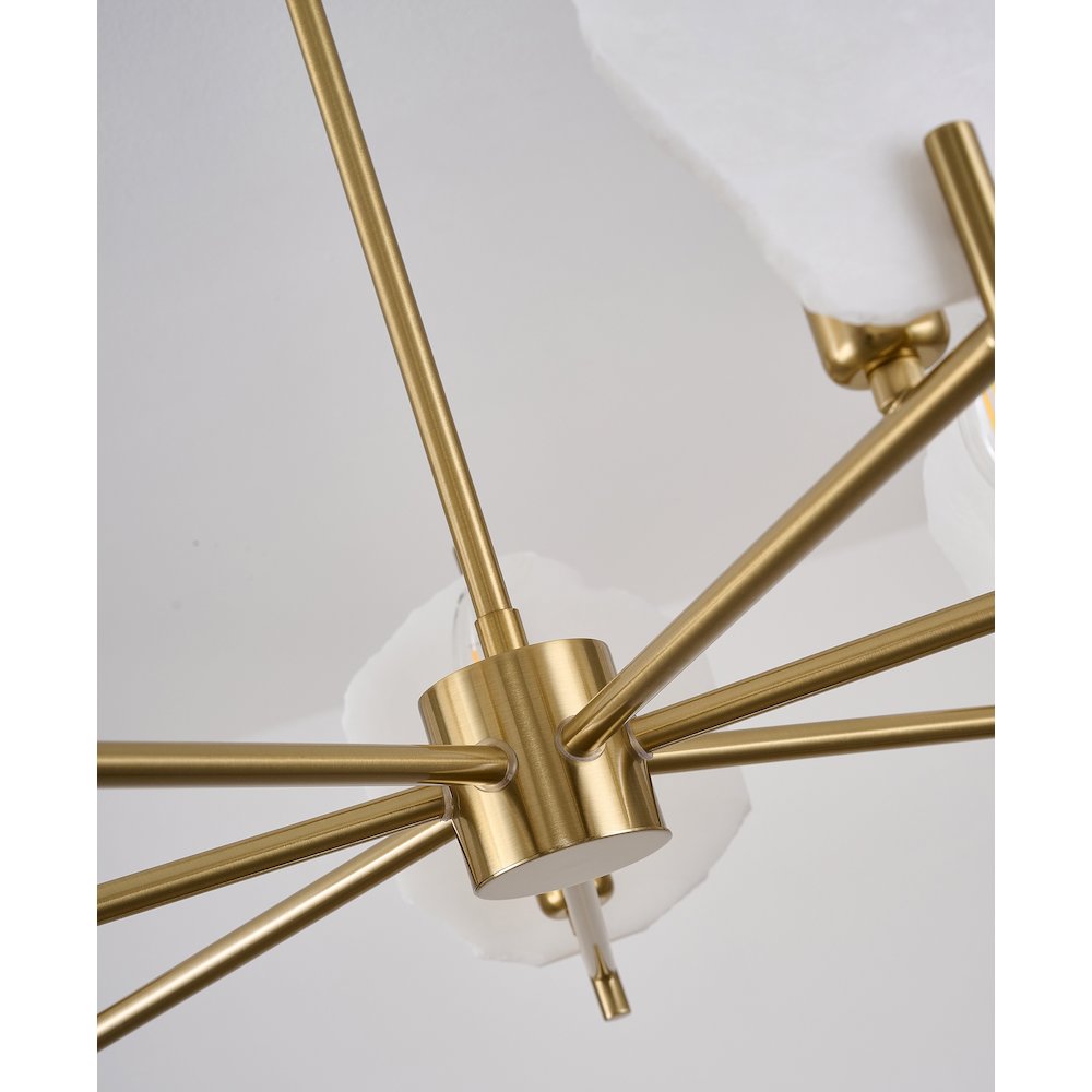 7-Light Brass Chandelier With Natural Alabaster Accents. Picture 6