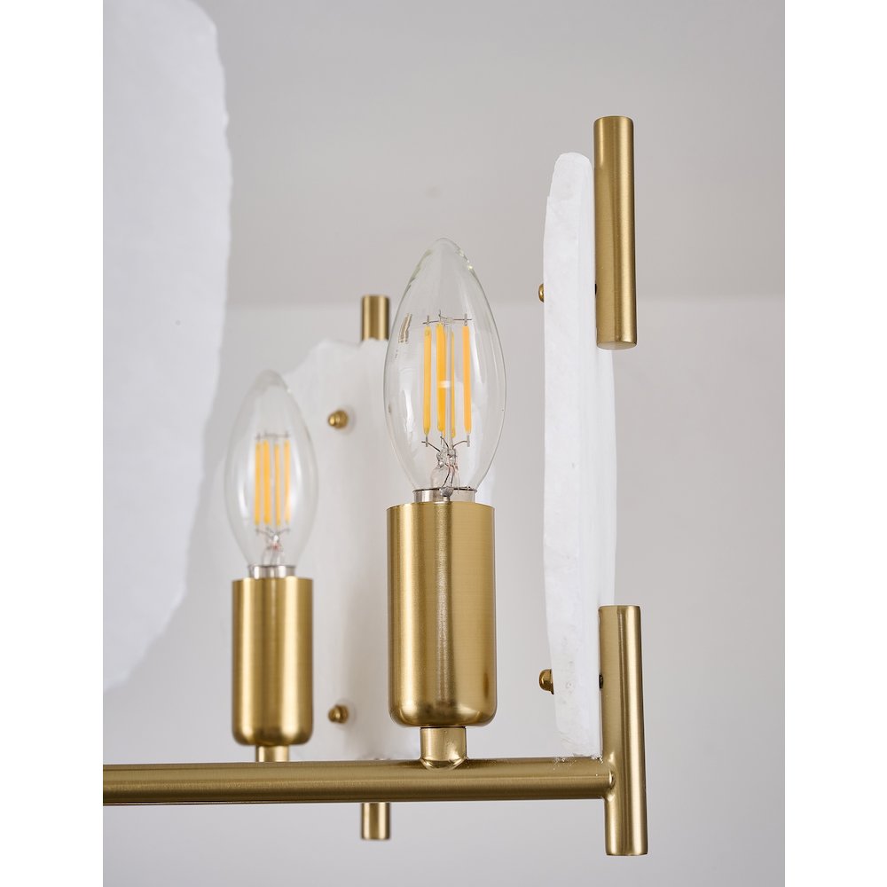 7-Light Brass Chandelier With Natural Alabaster Accents. Picture 7