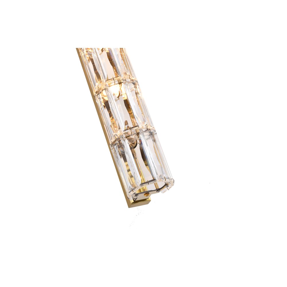9-Light Gold Wall Sconce With Clear Crystal Accents. Picture 4