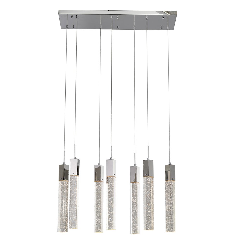 7-Light Chrome Island Lighting With A Clear Bubble Crystal. Picture 1