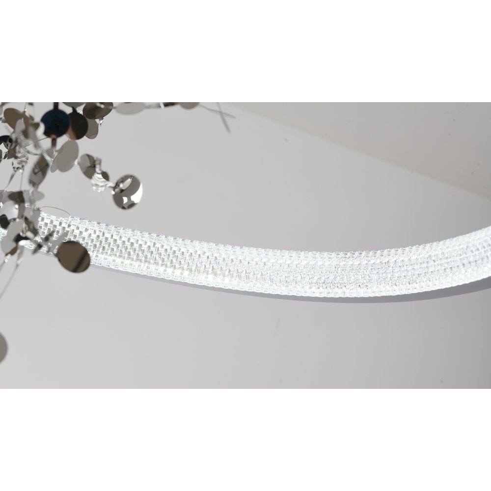 1-Light Chrome Stainless Steel LED Chandelier, Chrome Aluminum Confetti Interior. Picture 5