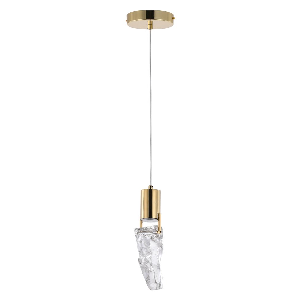 1-Light Gold LED Single Pendant With A Clear Glass Shade. Picture 2