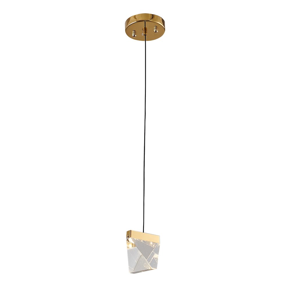 1-Light Brass Iron LED Pendant With A Clear Crystal. Picture 4