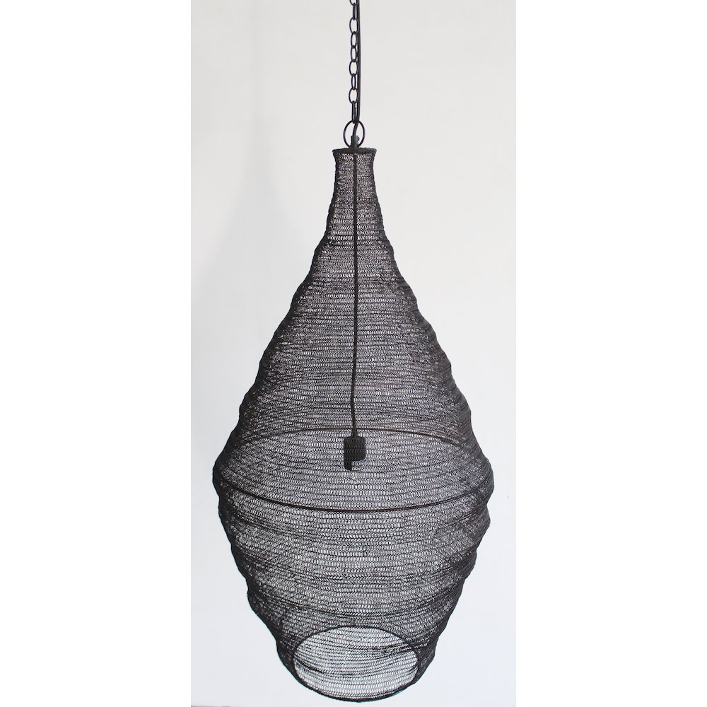 1-Light Satin Black Pendant With A Chain Basket Shade. Picture 2
