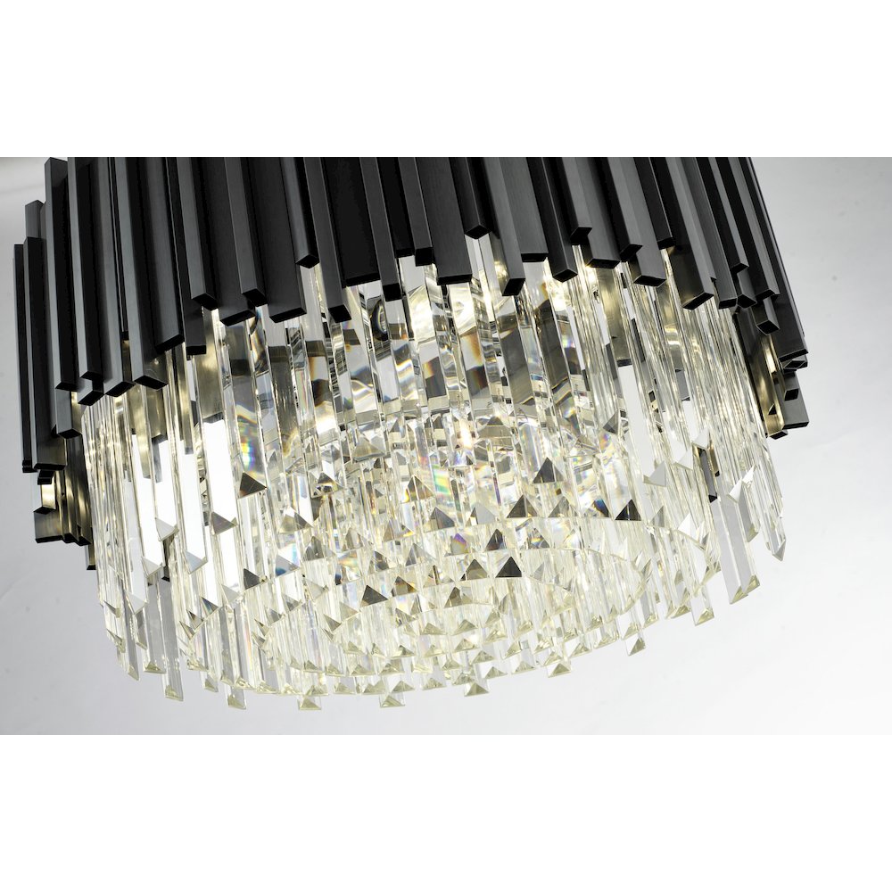 8-Light Black Stainless Steel Chandelier With Clear Crystals. Picture 6