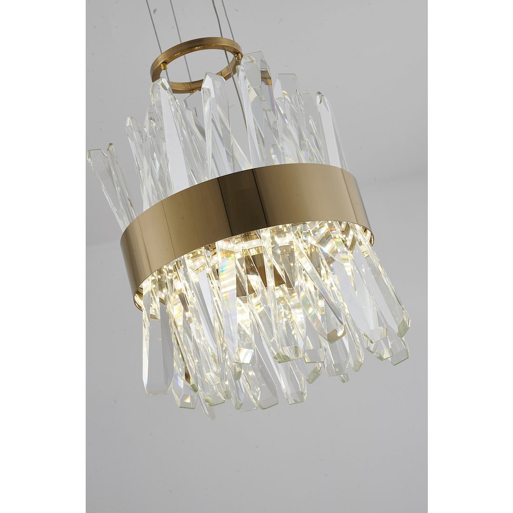 2-Light Gold LED Chandelier With Clear Crystals. Picture 4