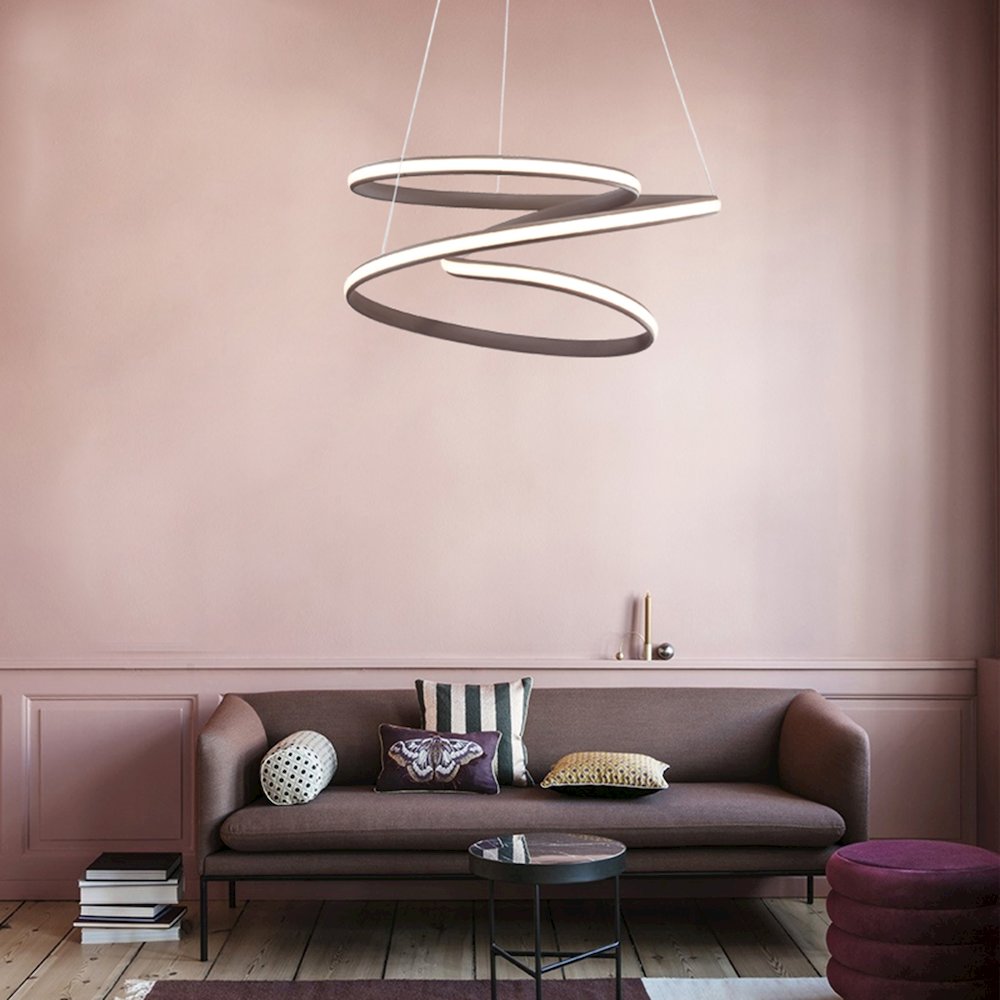 4-Light Dimmable Satin Coffee LED Chandelier With White Acrylic Diffusers. Picture 2