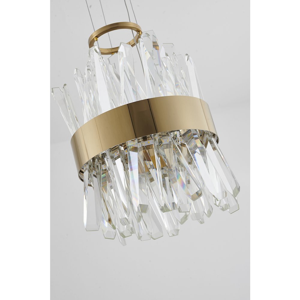 2-Light Gold LED Chandelier With Clear Crystals. Picture 3