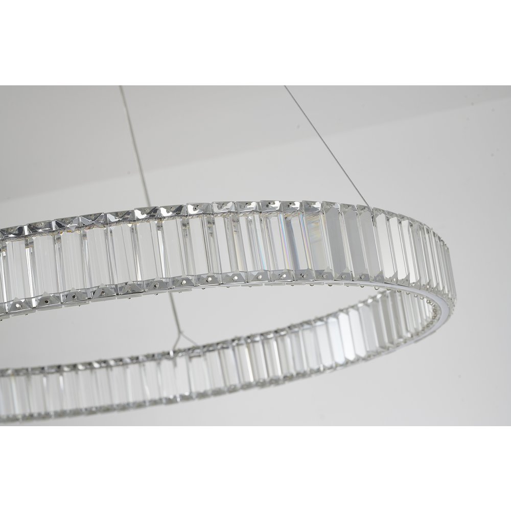 1-Light Chrome Steel LED Chandelier With Crystals. Picture 4