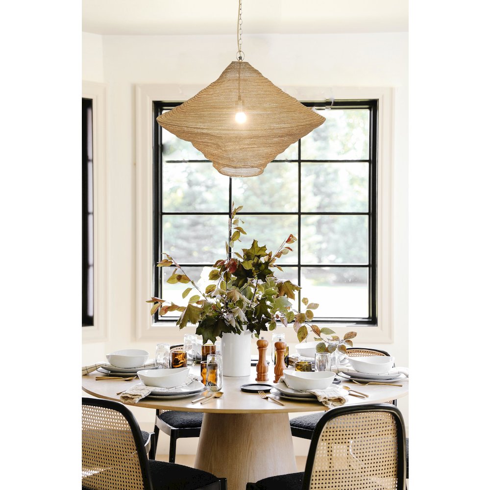 1-Light Gold Pendant With A Chain Basket Shade. Picture 7