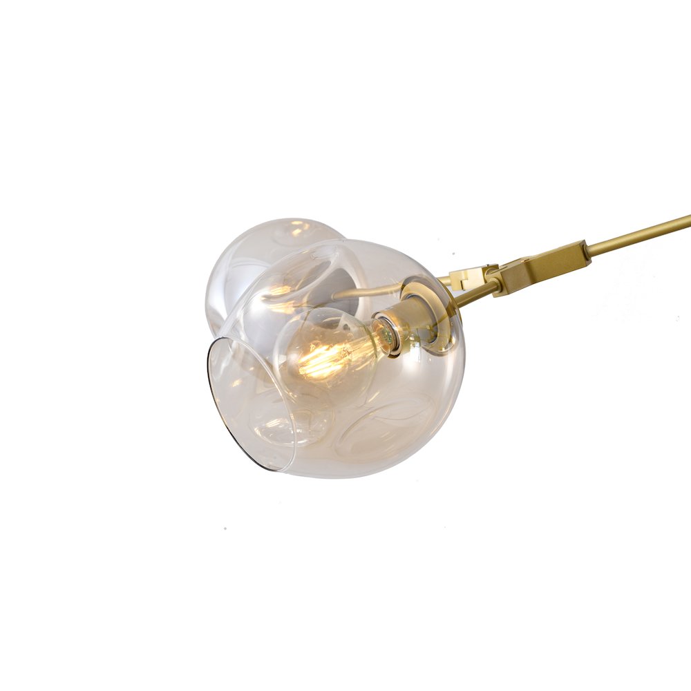8-Light Gold Metal Chandelier With Amber Glass Shades. Picture 5