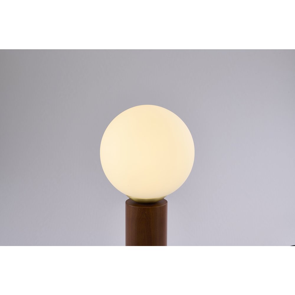 1-Light Black And Satin Brass Table Lamp With A White Glass Shade. Picture 3
