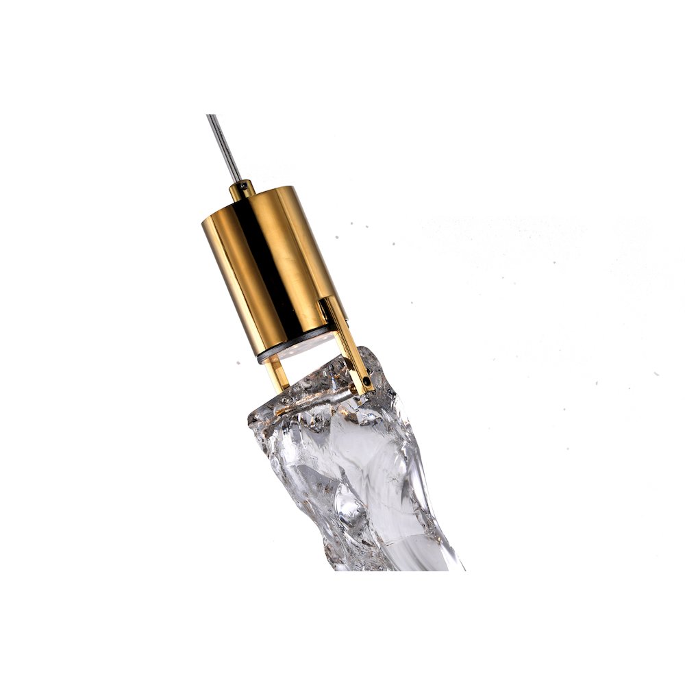 1-Light Gold LED Single Pendant With A Clear Glass Shade. Picture 5