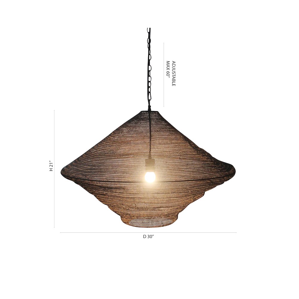 1-Light Satin Black Pendant With A Chain Basket Shade. Picture 6