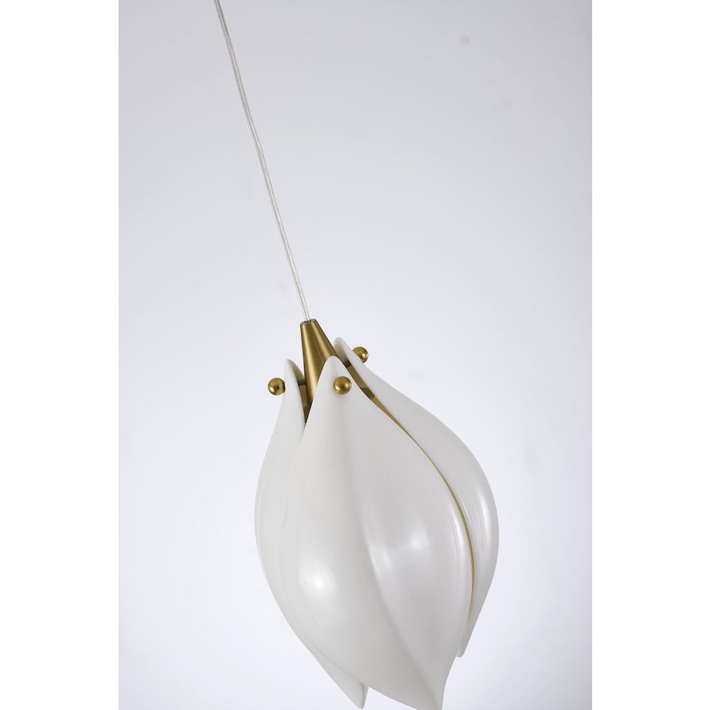 1-Light Bronze Single Pendant With A Cream Ceramic Flower. Picture 5