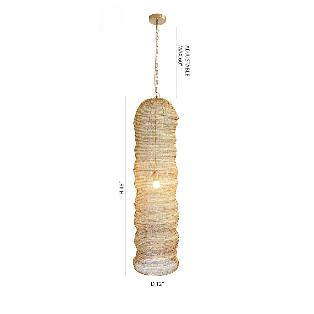 1-Light Gold Pendant With A Chain Basket Shade. Picture 6