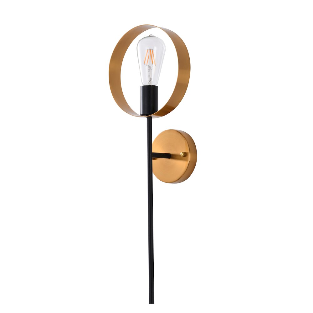 1-Light Black And Golden Bronze Metal Wall Sconce. Picture 2