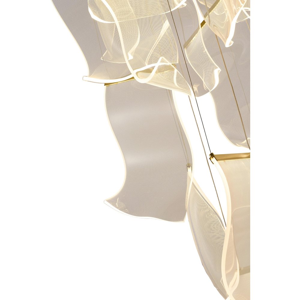 8-Light Brass Chandelier With Acrylic Crumbled Sheet Pendants. Picture 5