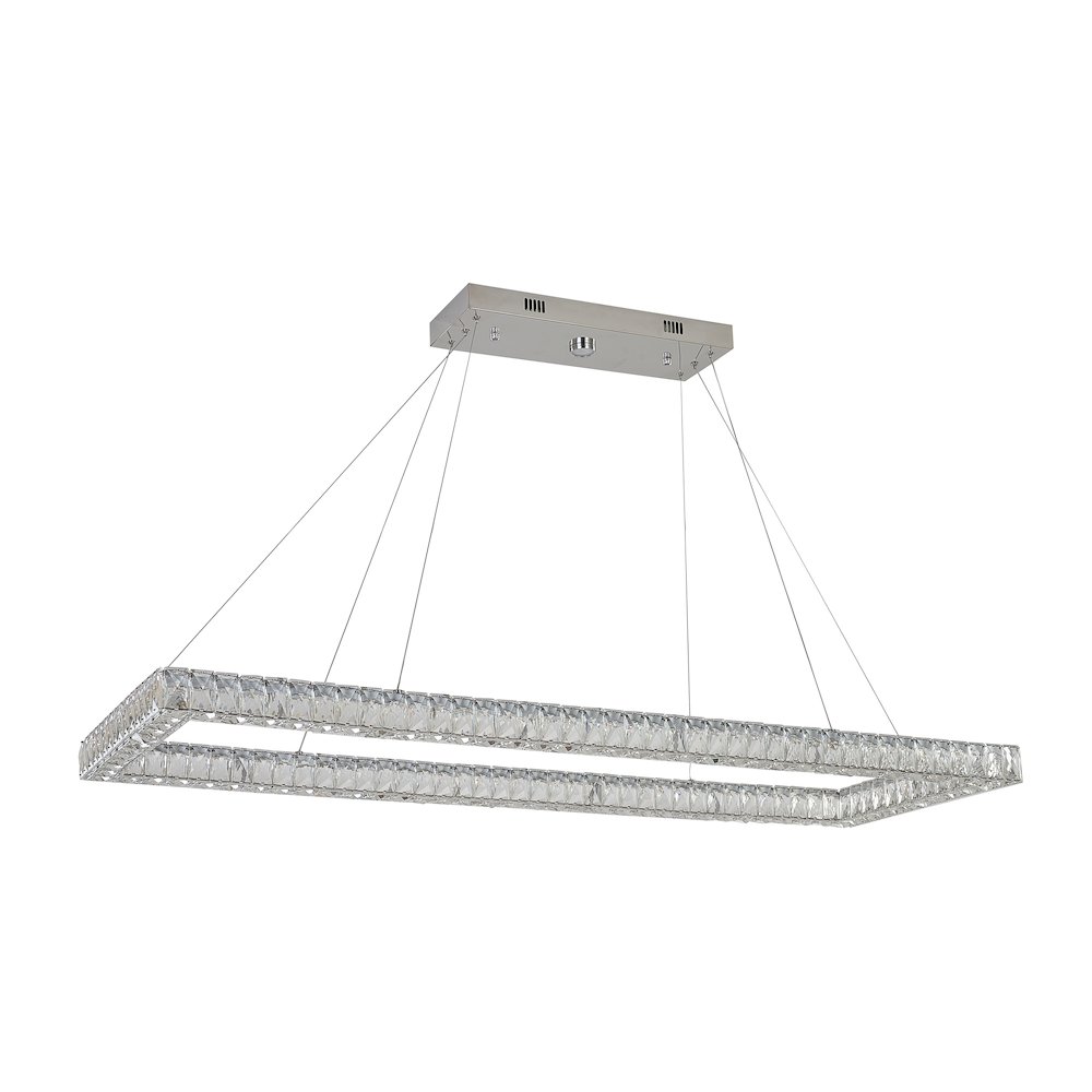 4-Light Chrome Dimmable LED chandelier With Clear Crystal Accents. Picture 2