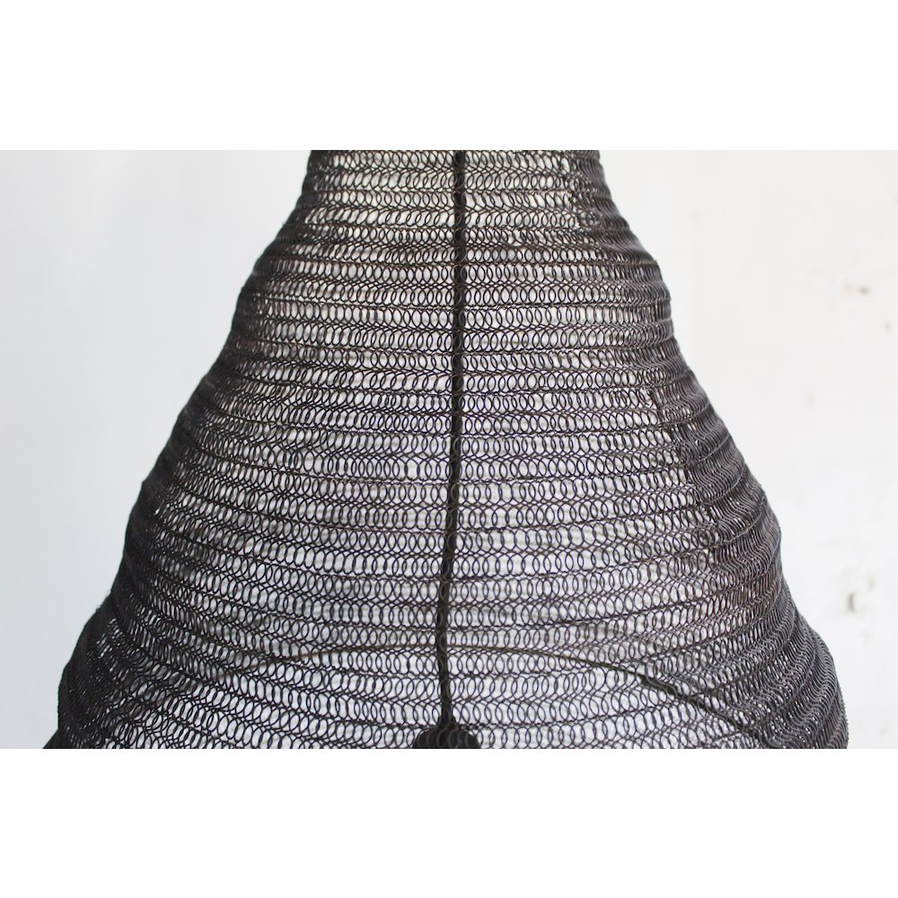 1-Light Satin Black Pendant With A Chain Basket Shade. Picture 4