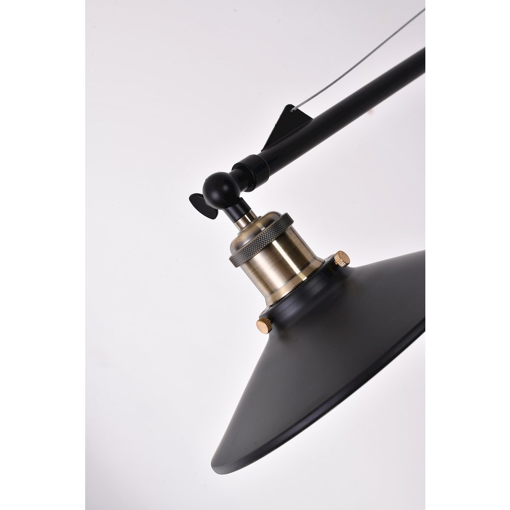 1-Light Black Wall Sconce With A Shade And Antique Brass Hardware. Picture 5