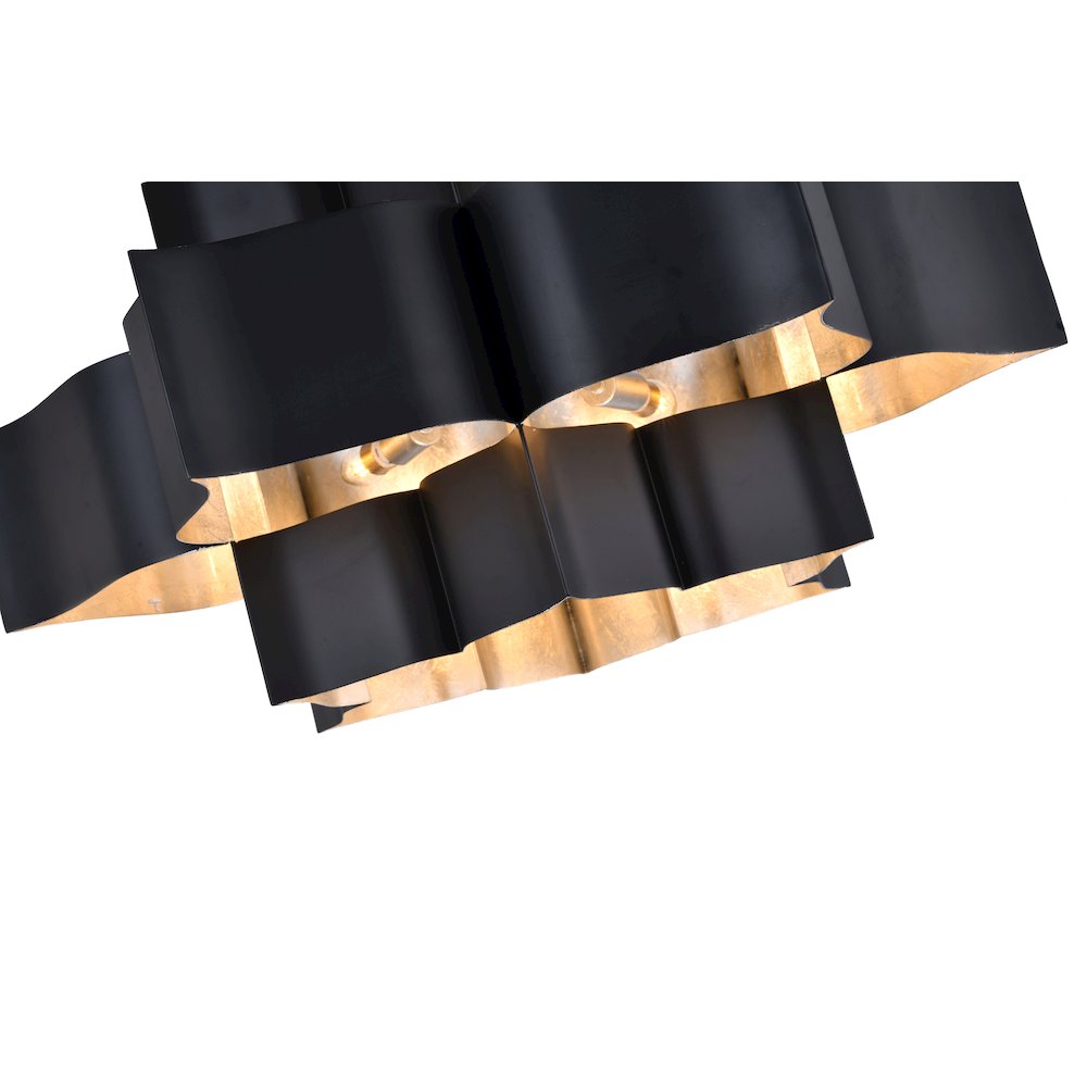 12-Light Matte Black Iron Chandelier With A Silver Leaf Interior. Picture 3