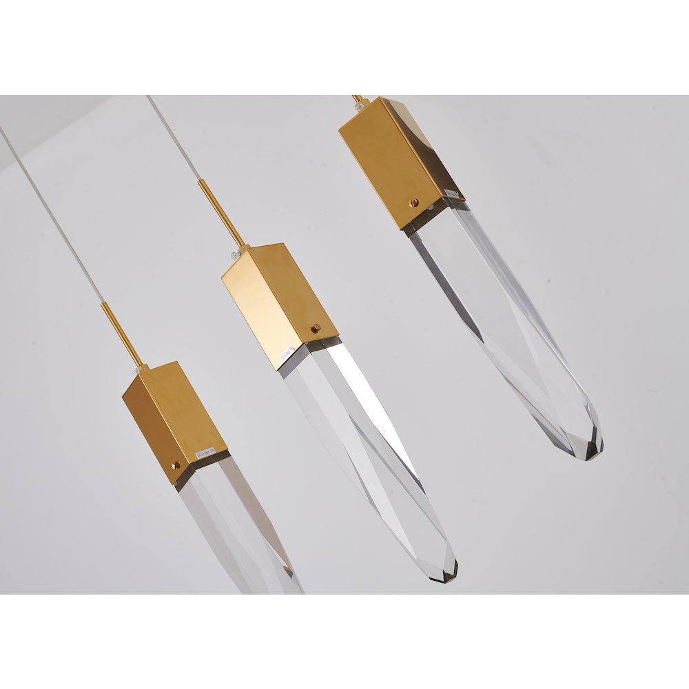 3-Light Gold Island Lighting With A Clear iceberg Crystal. Picture 5