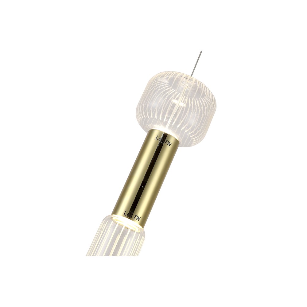 2-Light Gold LED Pendant With Clear Glass Shades. Picture 3