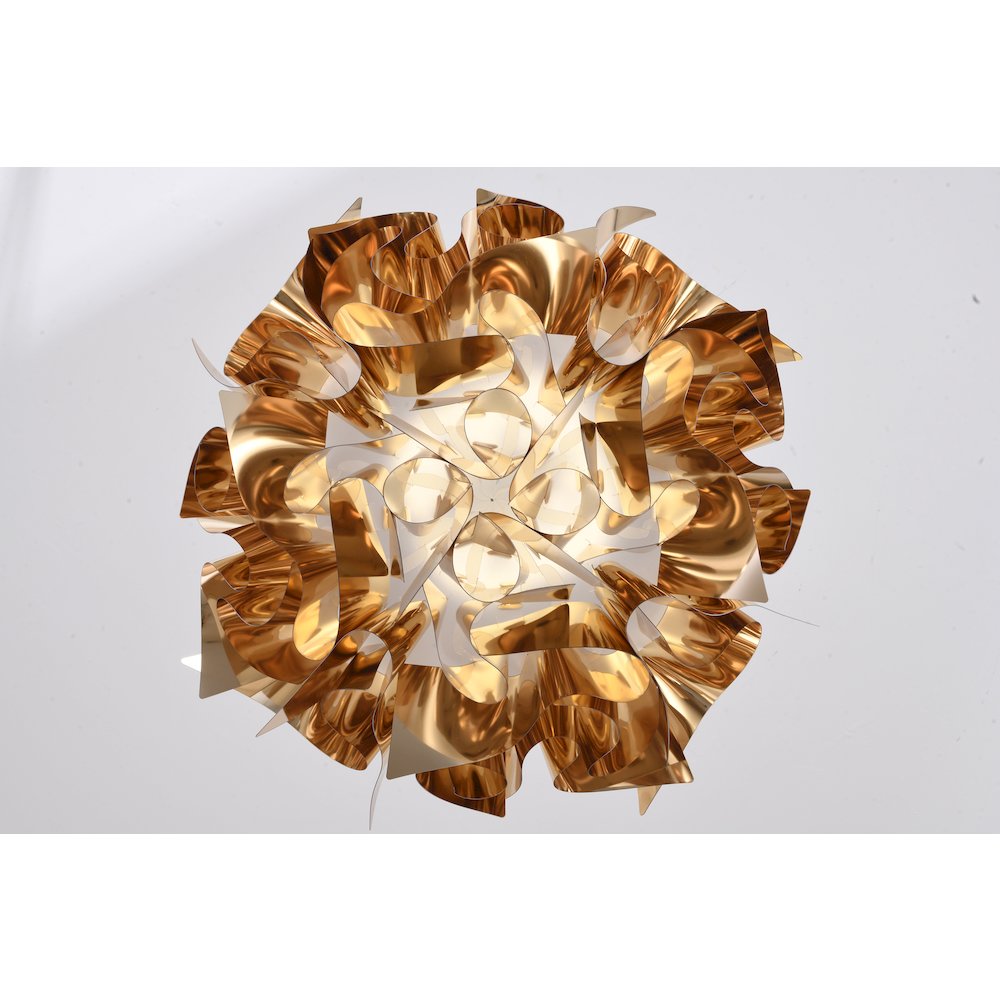 1-Light Shiny Gold Acrylic LED Chandelier With White hardware. Picture 4