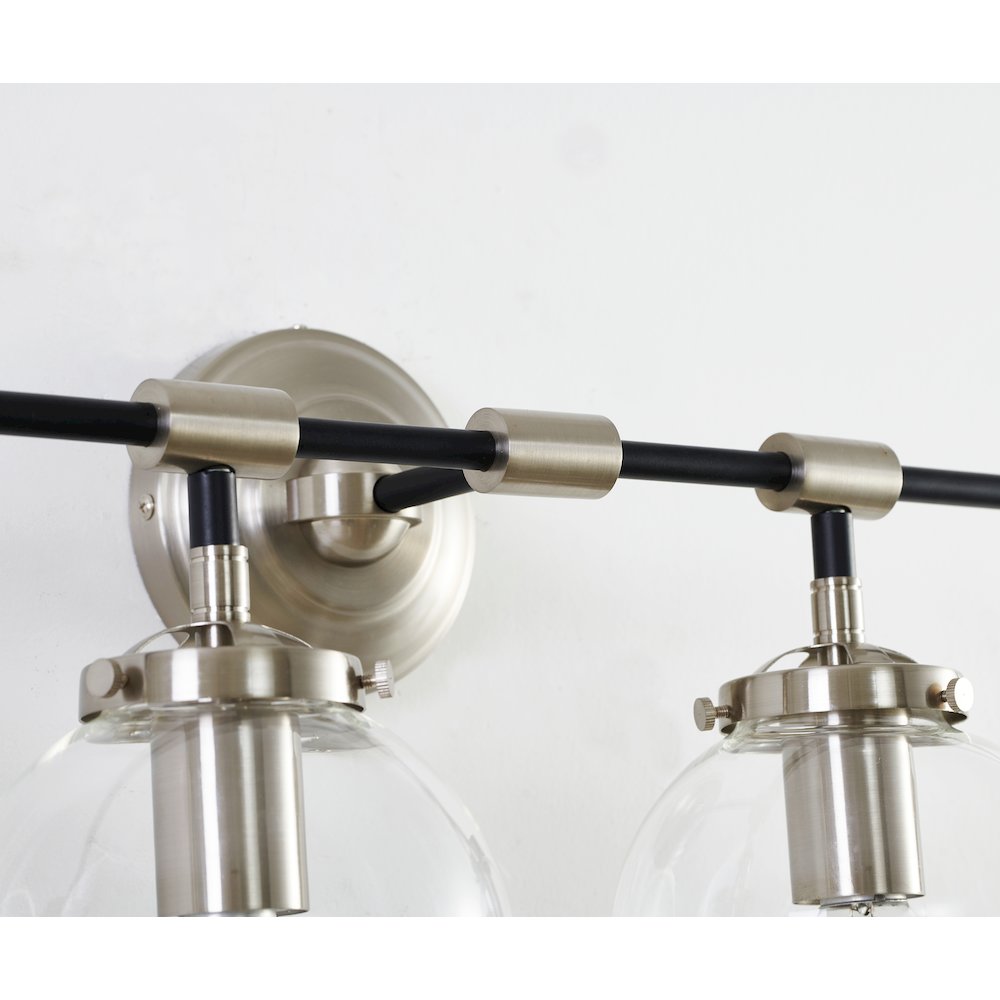 4-Light Polished Nickel and Black Chandelier With Clear Glass Shades. Picture 5