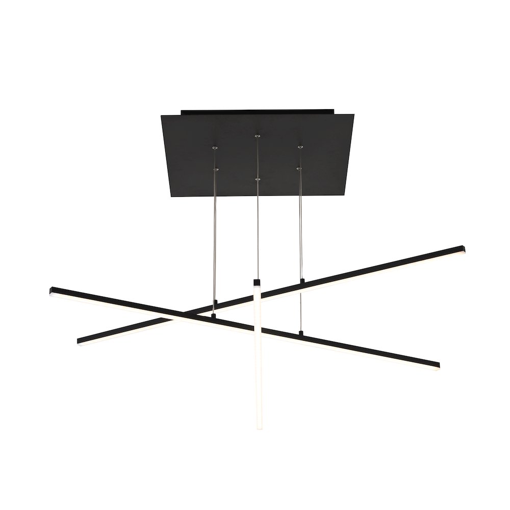 2-Light Matte Black Metal LED Chandelier With Selectable LED Color Temperature. Picture 1
