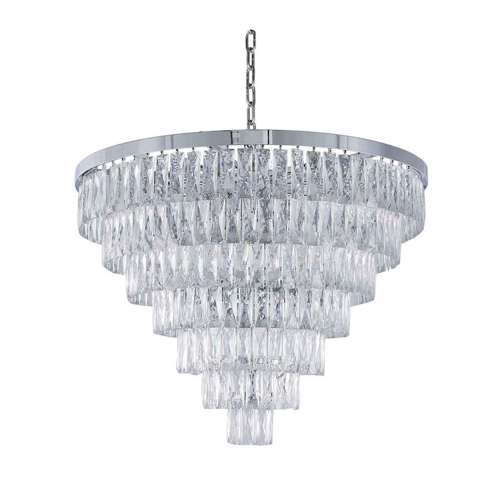 27-Light Chrome Chandelier With Clear Crystals. Picture 2
