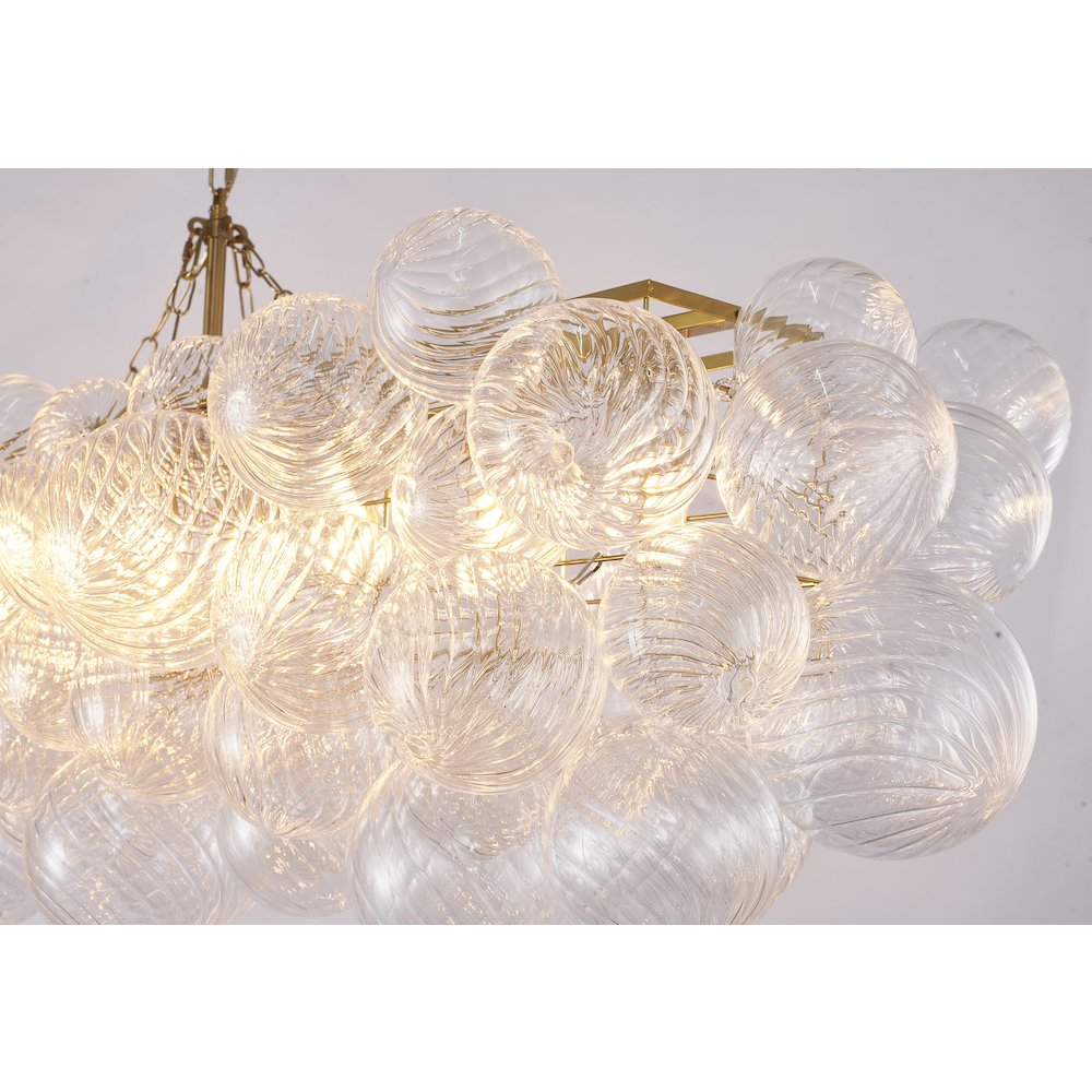 12-Light Brass Chandelier With Clear Swirl Glass Shades. Picture 5