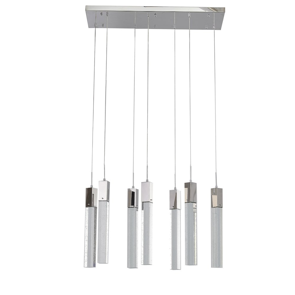 7-Light Chrome Island Lighting With A Clear Bubble Crystal. Picture 2