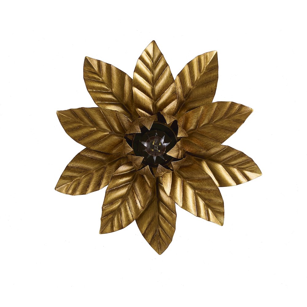1-Light Metal Flower Flush Mount With Petals Surround. Picture 4