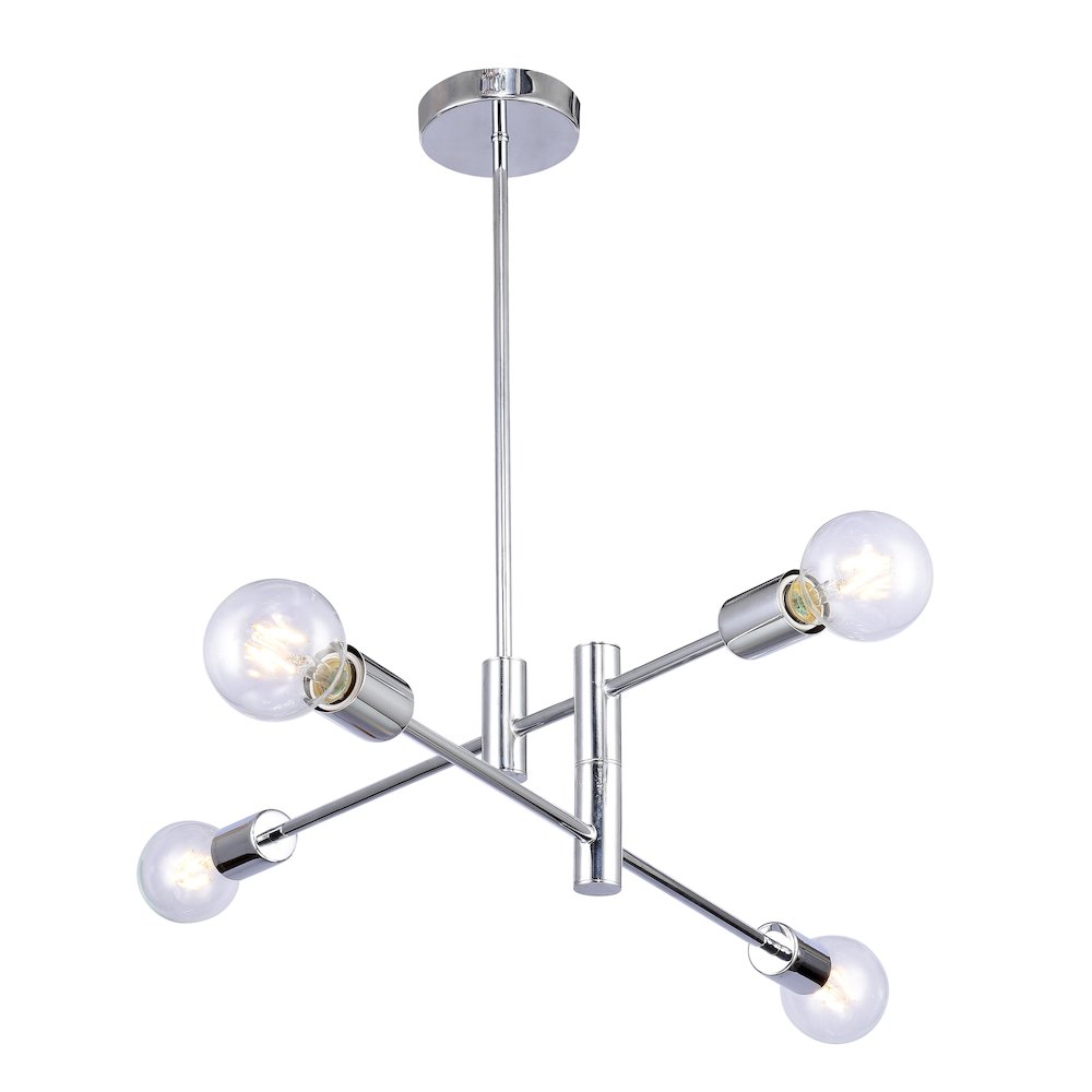 4-Light Chrome Pipe Arm Chandelier. Picture 1