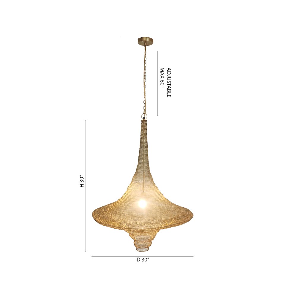 1-Light Gold Pendant With A Chain Basket Shade. Picture 6