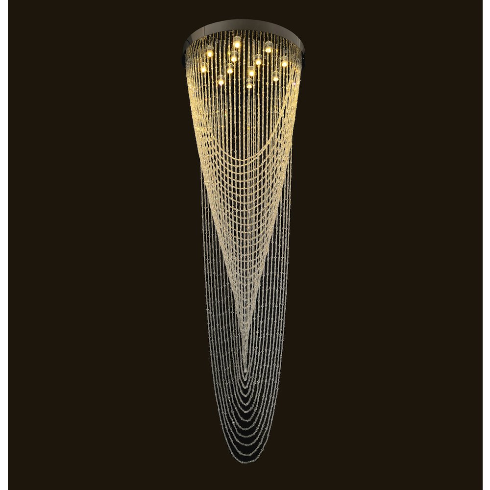 12-Light Chrome Stainless Steel Flushed Chandelier With Clear Crystals. Picture 1