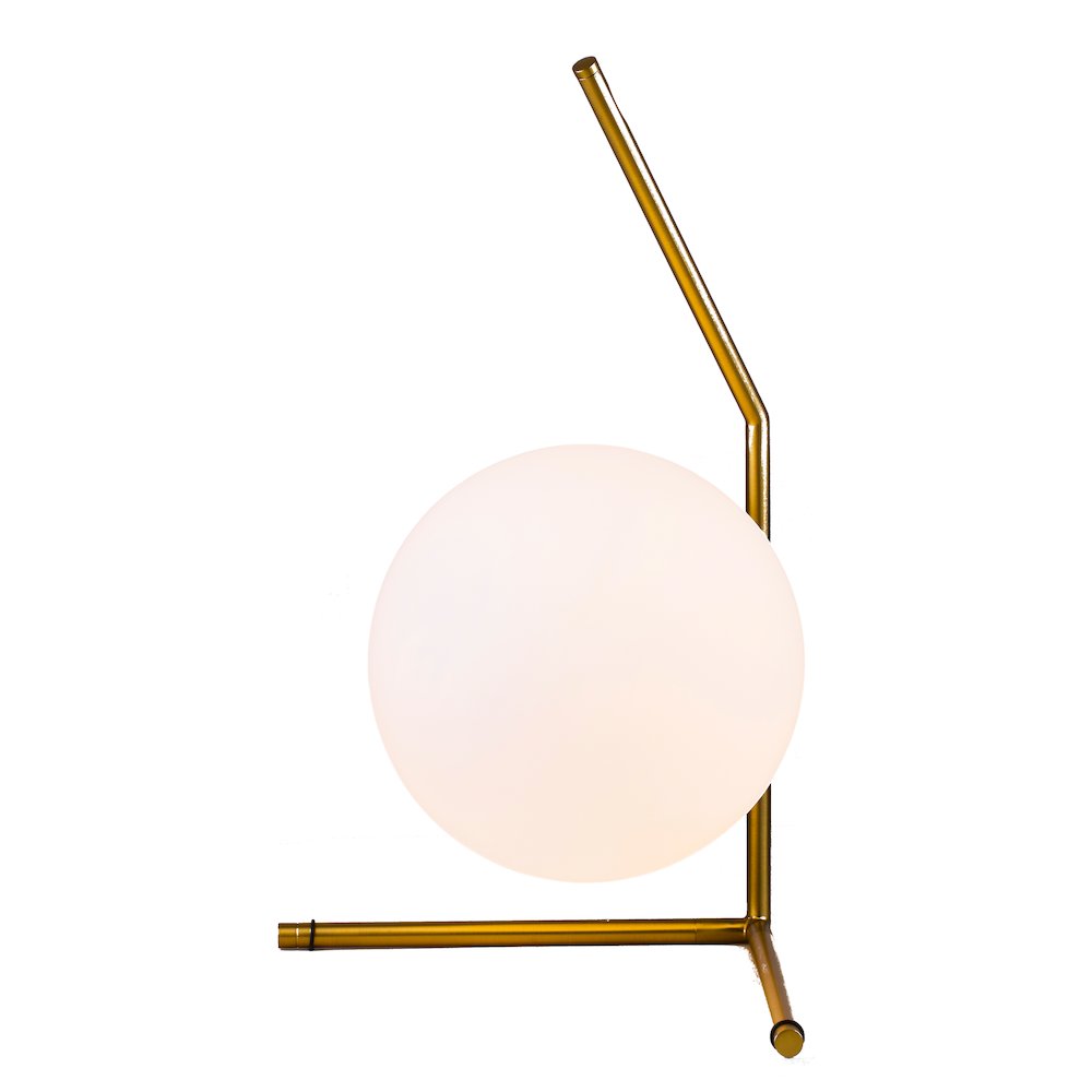 1-Light Brass Iron Table Lamp With A Milk White Glass Shade. Picture 1