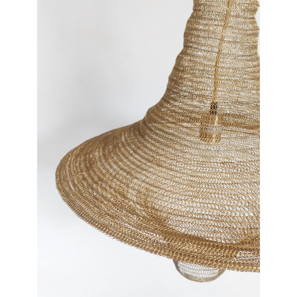 1-Light Gold Pendant With A Chain Basket Shade. Picture 4