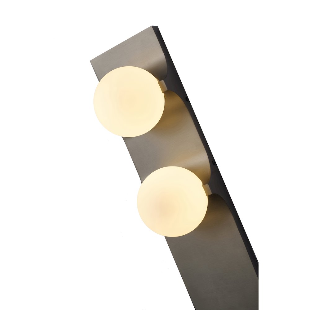 2-Light Black Stainless Steel Wall Sconce With White Glass Shades. Picture 3
